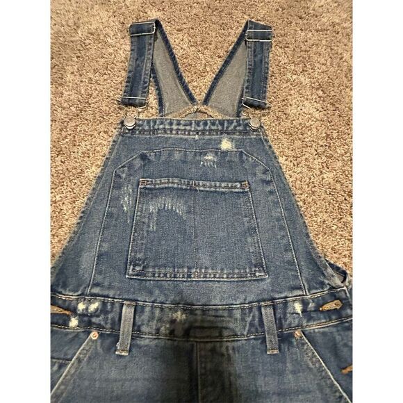 Wild Fable Women's Denim Frayed Overall Shorts Blue Size XS Standard Casual - Picture 4 of 7